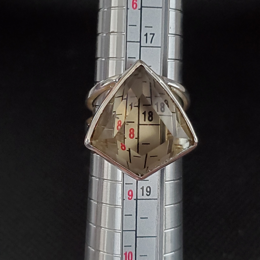 Sterling and Smokey Quartz Shield Ring